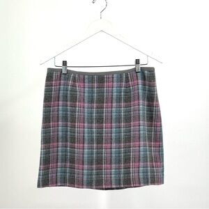 Vineyard Vines Gray Pink Blue Plaid Wool Lined Mini Skirt Size 8